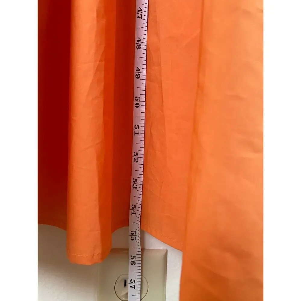 NWT COS Orange Cotton Maxi Dress Smocked Waist Tie Strap XS - Picture 15 of 15